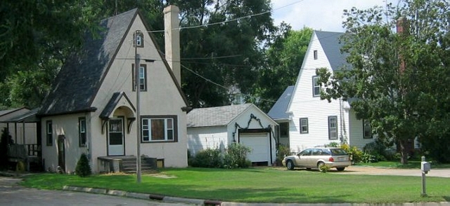 steep-roofed houses