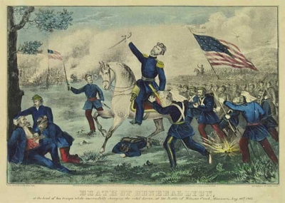The death of General Lyon at Wilson's Creek, Missouri, on August 10, 1861.