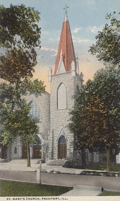 card postmarked 1907 showing St. Mary's Church