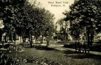 cardl postmarked 1909 showing Third Ward Park