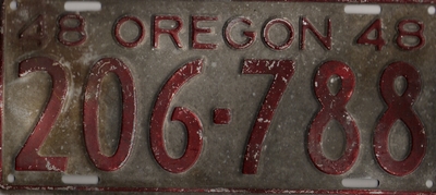 Oregon 1948 license plate