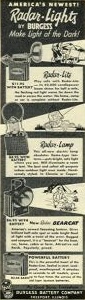 Burgess Battery ad for Radar Lights