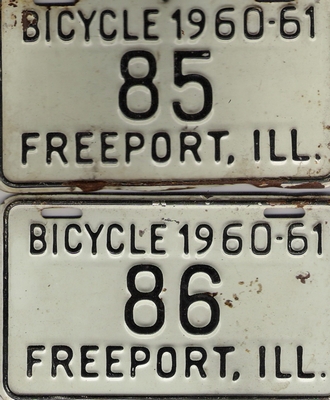 1960-1961 bicycle license plates