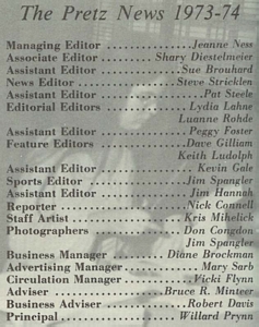The 1973-74 Pretz News staff