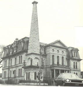 One of the last photos taken of Stephenson County's second courthouse before it was torn down in the spring of 1974.